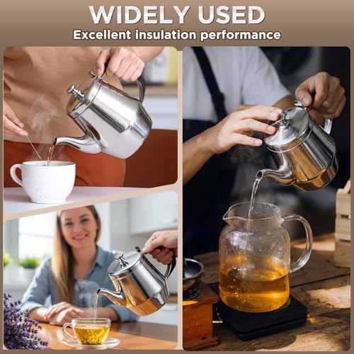 Yungyan 2 Pack Stainless Steel Teapot 32 oz Gooseneck Kettle for Stove