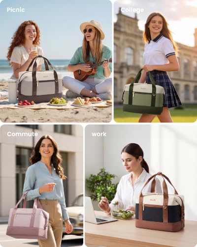 LOVEVOOK Insulated Lunch Box for Women Men, Expandable Leakproof Tote