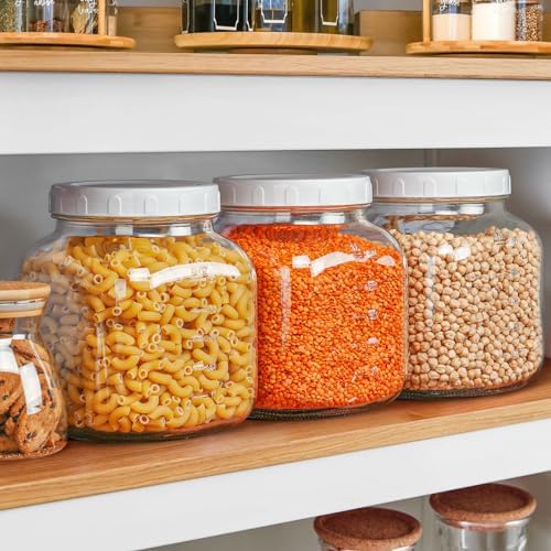 0.8Gal Glass Jar with Lid, Wide Mouth Mason Jar for Airtight Storage, 2 Pcs