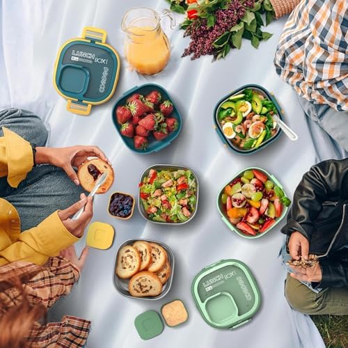 PEDECO All-in-one Stainless Steel Bento Box with Insulated bag,Leak-Proof,1-Tier Bento box,Lunch Box With Portable Sauce Pod and Cutlery-for Kids/Toddler,Dishwasher Safe,White