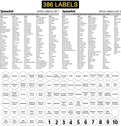 SpaceAid Spice Rack Organizer with 28 Spice Jars, 386 Spice Labels, Chalk Marker and Funnel Set for Cabinet, Countertop, Pantry, Cupboard or Door & Wall Mount - 28 Jars, 13.4" W × 10.8" H, White
