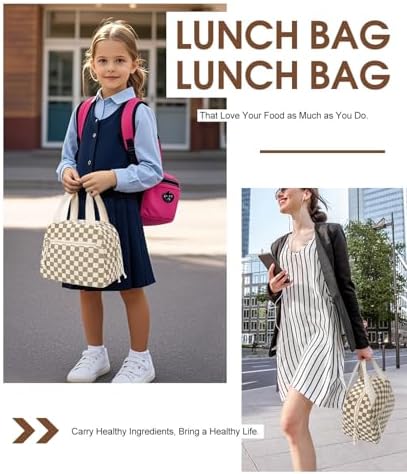 Lunch Bag for Women Men, Corduroy Small Insulated Lunch Box