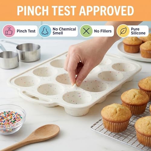 BAKE BOSS Silicone Muffin Pans, 2-Pack Regular 12 Cup, BPA-Free