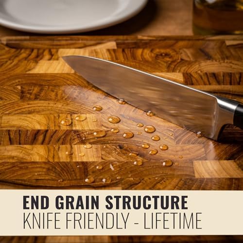 XXL Teak Wood Cutting Board for Kitchen, End Grain ExtraThick Butcher Block