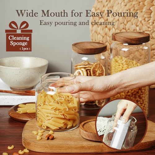 Labina Glass Jar with Wood Lid, Airtight Kitchen Storage Canister
