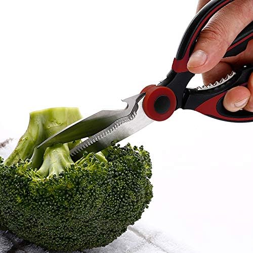 Kitchen Shears, Acelone Premium Heavy Duty Shears Ultra Sharp Stainless Steel Multi-function Kitchen Scissors for Chicken/Poultry/Fish/Meat/Vegetables/Herbs/BBQ… (Red black)