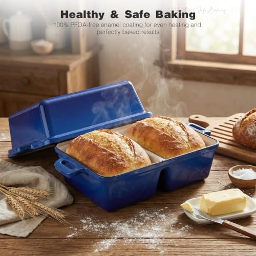 Double Dutch Oven for Sourdough Bread Baking, Enameled Cast Iron Dutch Oven