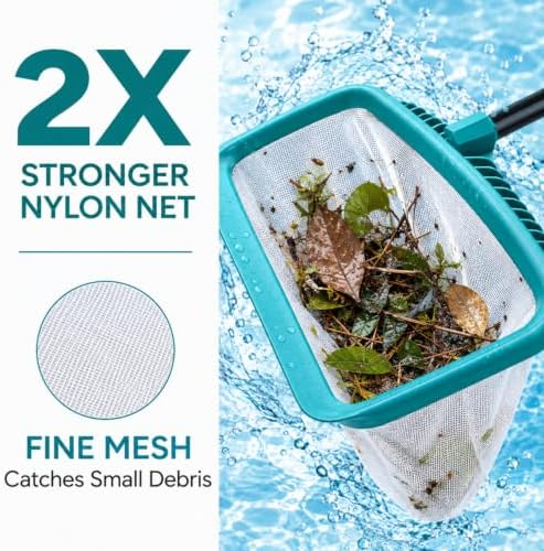 Fine Mesh Pool Skimmer Net - Durable Frame & 16" Deep Nylon Net (No Pole)