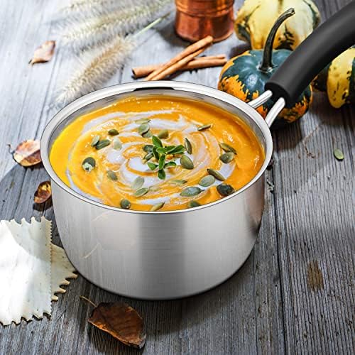 Herogo Saucepan Set with Lid, 1 Quart & 2 Quarts & 3 Quarts 18/10 Stainless Steel Sauce Pan Pot, Small Cooking Pot for Home Kitchen, Dishwasher Safe