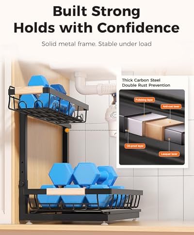 Sevenblue 2-Pack 2-Tier Height Adjustable Under Sink Organizer & Storage