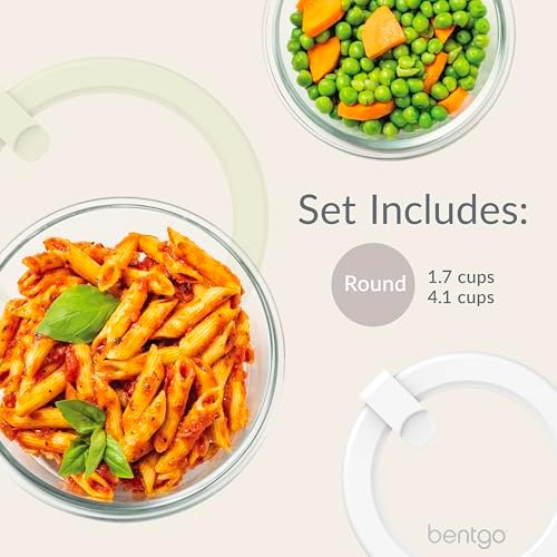 Bentgo Signature Glass Food Storage Containers with Lids, 4 Piece Set