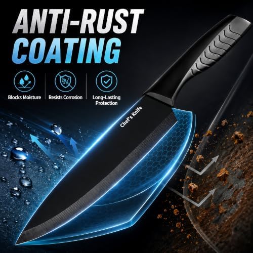 Knife Set with Built-in Sharpener Block, Dishwasher Safe