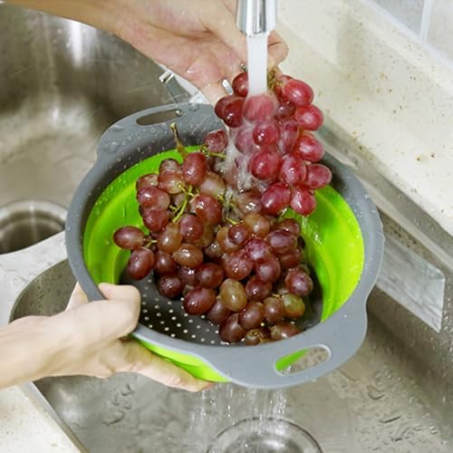 Collapsible Colander Set of 3, Space-Saving Foldable Strainer for Kitchen