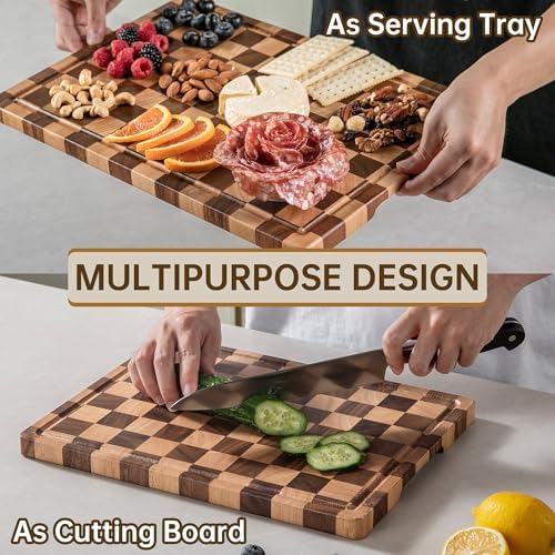 Checkered Cutting Board, Wooden Cutting Boards for Kitchen