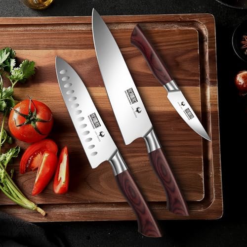 HOSHANHO 3PCS Kitchen Knife Set, Ultra Sharp Chef/Santoku/Paring Knives