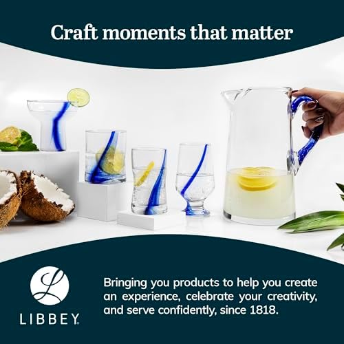 Libbey Blue Ribbon Goblet Glasses, Artisan Inspired, Durable Water Goblets Set of 8, Clear, Stemmed Water Glasses to Showcase Sodas, Cocktails