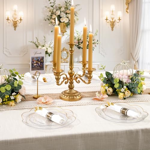 Supernal 100 Pack Gold Plastic Silverware with Napkins Wrapped