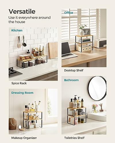 SONGMICS Cabinet Organizer Shelf, Set of 2 Spice Rack, Kitchen Storage