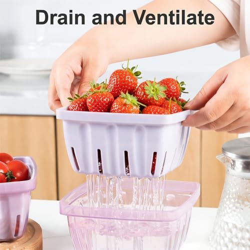 Berry Basket, 3-in-1 Fruit Colander with Holes, Berry Keeper with Colander