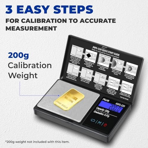 American Weigh Scales 220g x 0.01g Digital Pocket Weight Scale | Precision Digital Scale LCD Screen Accurately Measures Jewelry Gemstone Coins, Small Pocket Food Scale, Electronic Medicine Lab Scale