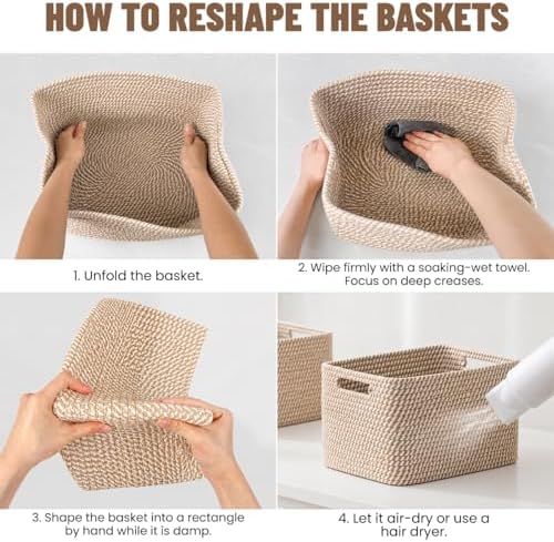 5 Pack Woven Storage Baskets, Decorative Storage Bins for Organizing