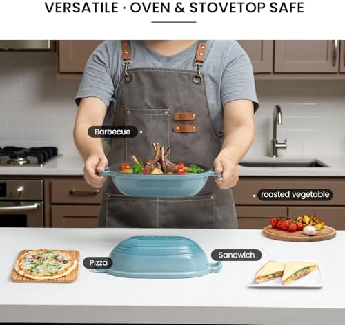 Enameled Cast Iron Dutch Oven for Sourdough Bread Baking,11 x 7 Inch Oval Cast Iron Bread Pan with Lid,Dutch Oven for Homemade Sourdough Baking,5 QT Meatloaf Pan,Oven Safe(Ocean Blue)