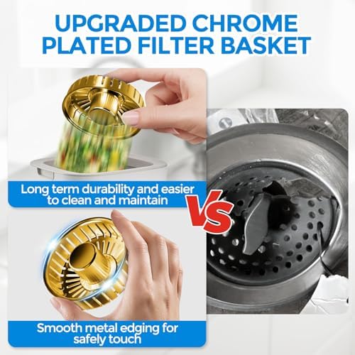 zaa 3 in 1 Kitchen Sink Drain Strainer Stopper Removable Basket Pop-Up