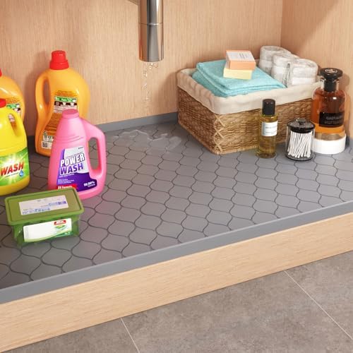 Winisok Waterproof Under Sink Mat 40" x 22", Silicone Mat, Black