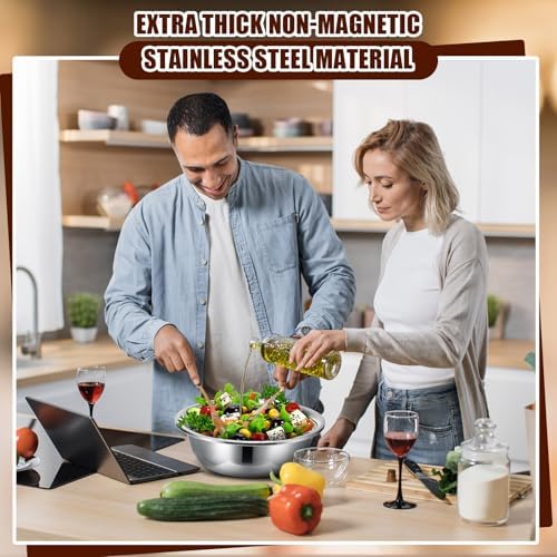 Nuogo 4 Pcs Stainless Steel Mixing Bowls Large for Salad, 13 Inch 8 Qt