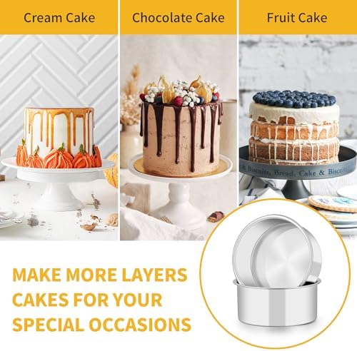 TeamFar 5 Inch Cake Pan Set of 3, Stainless Steel Small Layer Cake Pans Tin