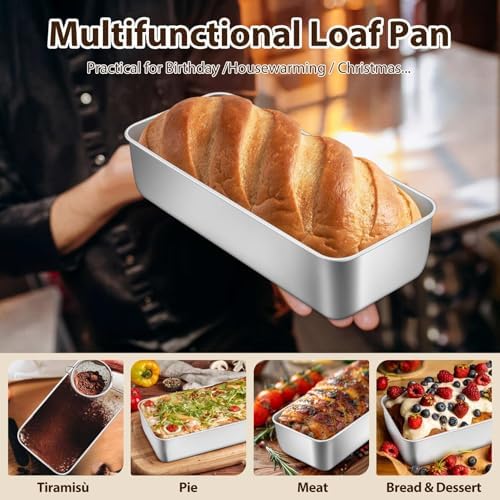P&P CHEF Bread Loaf Pan, Stainless Steel Large Loaf Pans for Baking, 2Pcs