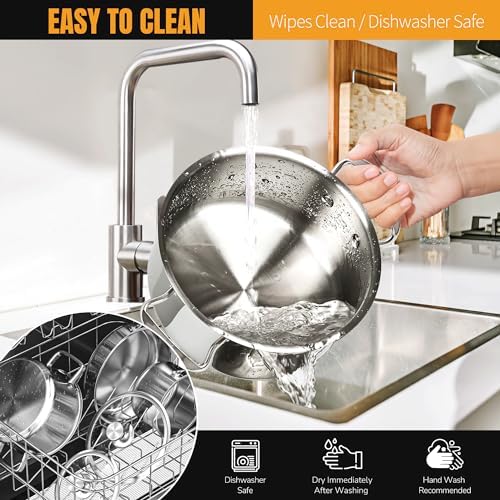 Stainless Steel pots and pans set, 6 PCS Nonstick Induction Cookware Set
