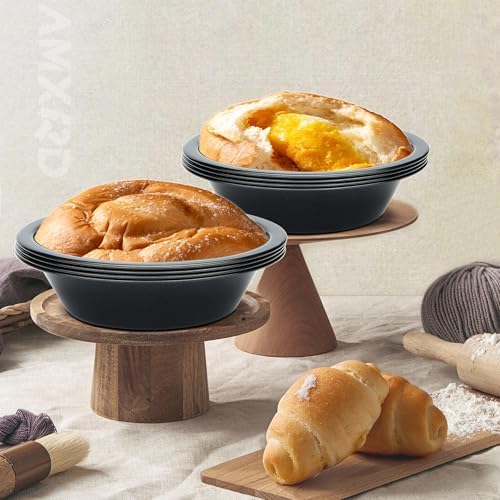 5 inch Mini Pie Pans, 8-Piece Small Round Cake Pan, Reusable Nonstick Carbon Steel Pie Tins for Oven and Instant Pot Baking