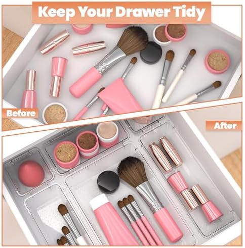 KICHLY 25-Piece Clear Drawer Organizer Set – Multi-Size Storage Trays
