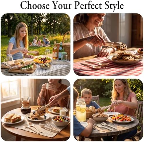 24 Pcs Ivory Plastic Serving Utensils Set, Disposable & Reusable Supplies
