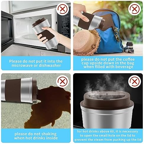 CS COSDDI 12 oz Coffee mug - Stainless Steel Coffee Cup with Leakproof Lid