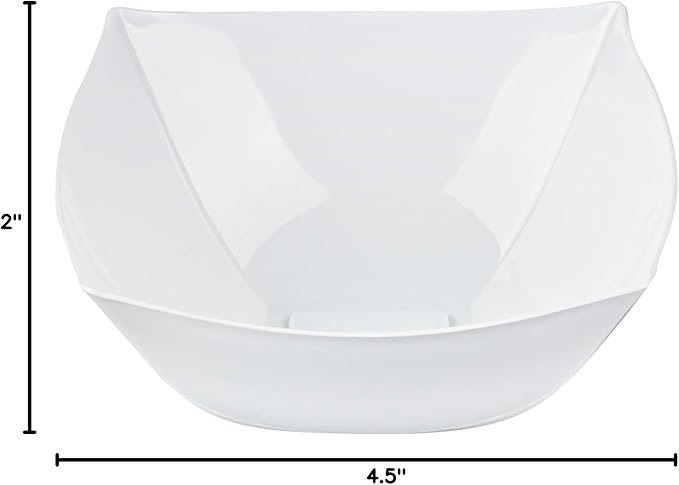 Restaurantware Moderna 8 Ounce Fancy Plastic Bowls 10 Square Disposable Salad Bowls - Durable Heavy-duty White Plastic Bowls For Warm And Cold Foods (Pack of 3)