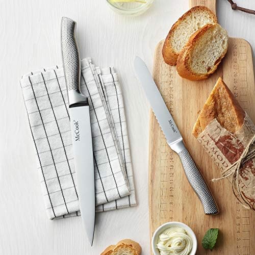 McCook Knife Set Sharp Kitchen Knife Block Set w Built-in Sharpener
