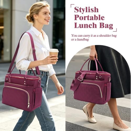 GYEUKHAM Insulated Lunch Bag for Women Men,Extra Large Lunch Box, Leakproof Reusable Cooler Tote for Adult, Everyday Soft Lunch Tote Bag for Work College Picnic Travel,Purple