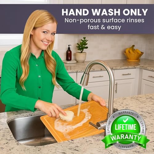 Small Bamboo Cutting Board – 12 Inch Wood Cutting Boards for Kitchen with Glue-Free Surface™ & Juice Groove – Non-Toxic, FSC-Certified, Durable Wooden Chopping Board - Rectangle