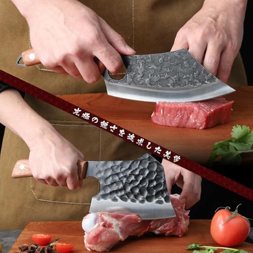 Huusk Butcher Knife Set of 3 - Meat Cleaver Knife Set for Meat Processing