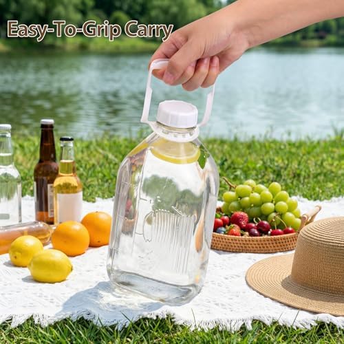 CUCUMI 1 Pack 64 Oz Glass Milk Bottle with Lid