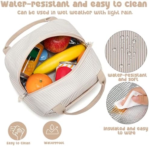 Bluboon Lunch Bag for Women Men Cute Corduroy Lunch Tote Bags Reusable Insulated Lunch Box Large Capacity Reusable Insulated Cooler for Work Picnic or Travel