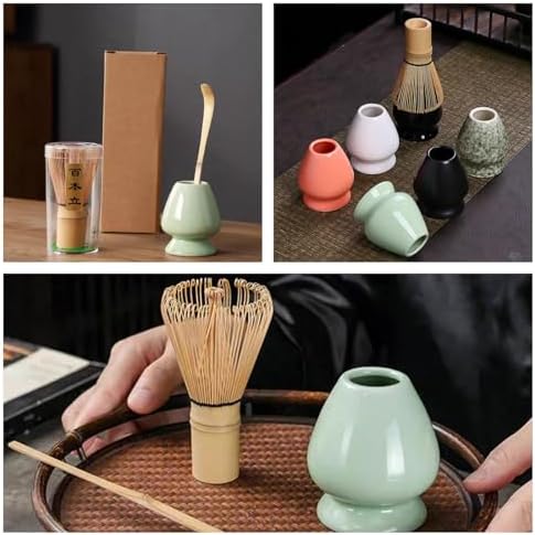 Ceramic Matcha Whisk Holder Stand for Bamboo Matcha Chasen (Green)