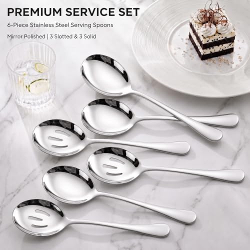 LIANYU 6-Piece Large Serving Spoon Set, Stainless Steel Serving Utensil Set
