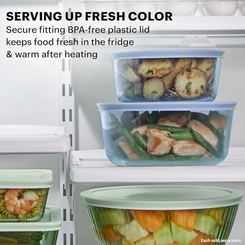 Pyrex Colors Tinted (7 Cup) Large Round Food Storage Container with Lid