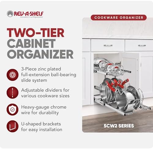 Rev-A-Shelf Dual Kitchen Cabinet Pullout Organizer, Min Open Width of 11.5"