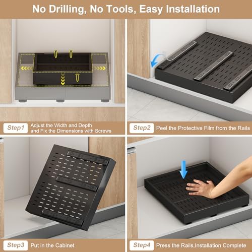 Fokyfok Pull out Cabinet Organizer,15"-21"W,17"-24"D,Expandable,Adhesive