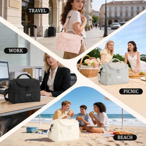 Insulated Lunch Bag Women Men Leakproof With Cup Holder, Grey
