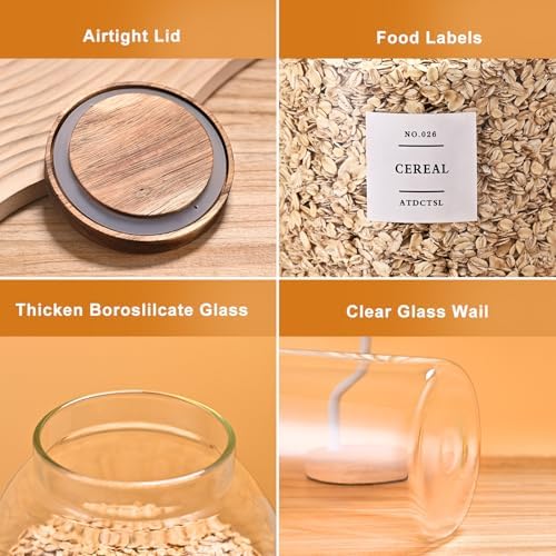 Large Glass Jar with Lid,(1Gallon/4000ML) Airtight Storage Container for Kitchen Countertop, Pantry, Coffee, Tea, Flour, Walnuts and Candy